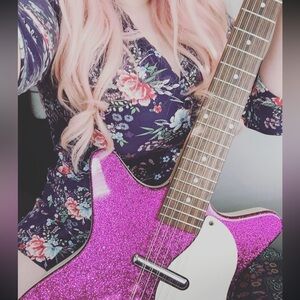 ModCloth purple floral romper size M